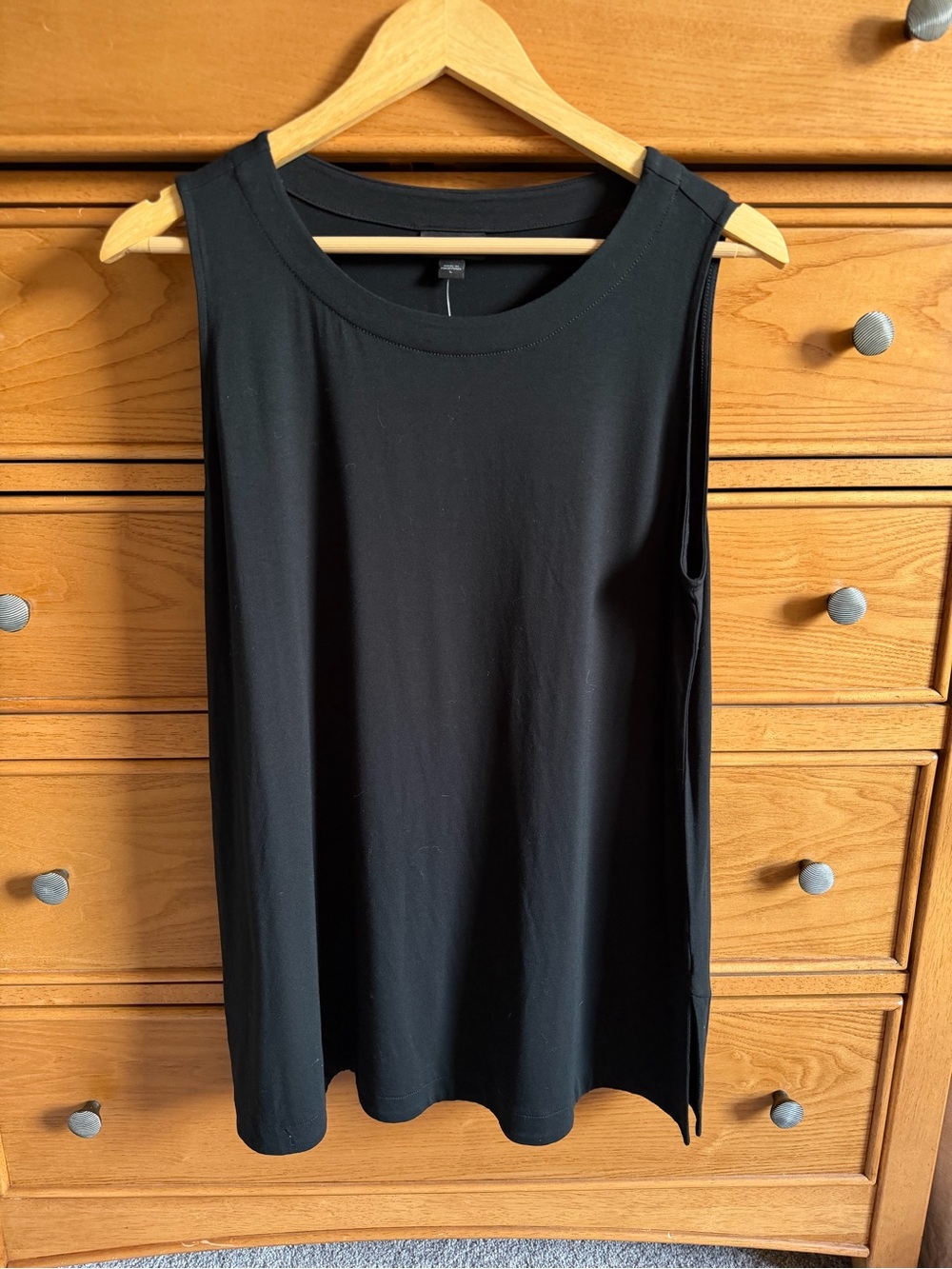 NWT J.Jill Wearever Long Layering Tank Black Sleeveless Top Cami Round Neck L - Picture 4 of 11